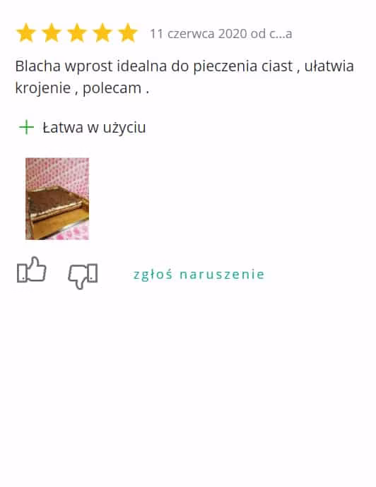Blacha wprost idealna do pieczenia ciast, ułatwia krojenie, polecam. Blacha wprost idealna do pieczenia ciast, ułatwia krojenie, polecam.